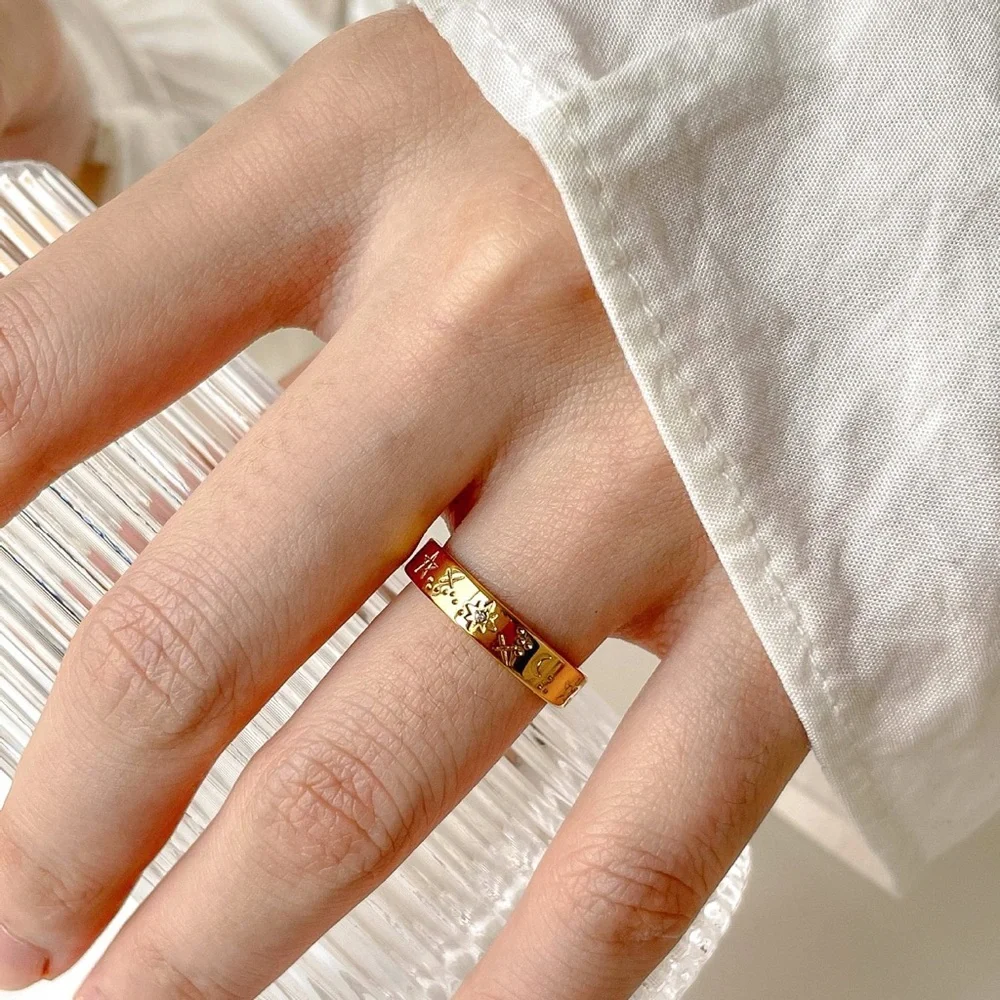 Celestial ring, Starry ring, constellation ring,gold stacking ring, cz ring - Picture 3 of 6